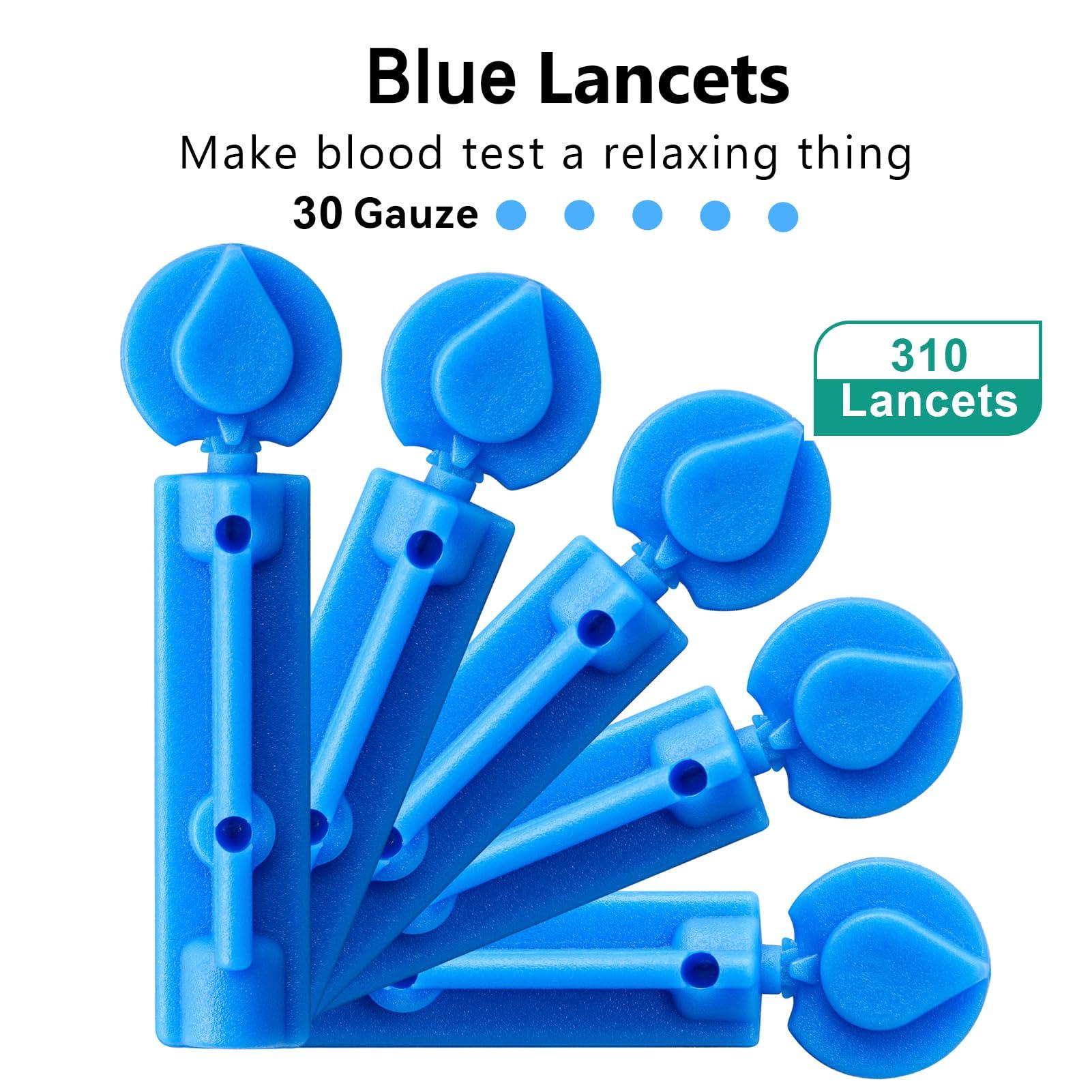 CARELIVING CareLiving Lancets for Diabetes Testing - 30 Gauge Diabetic Lancets for Blood Testing and Glucose Testing - Fits Most Lancing Devices - 310 Count (Blue)