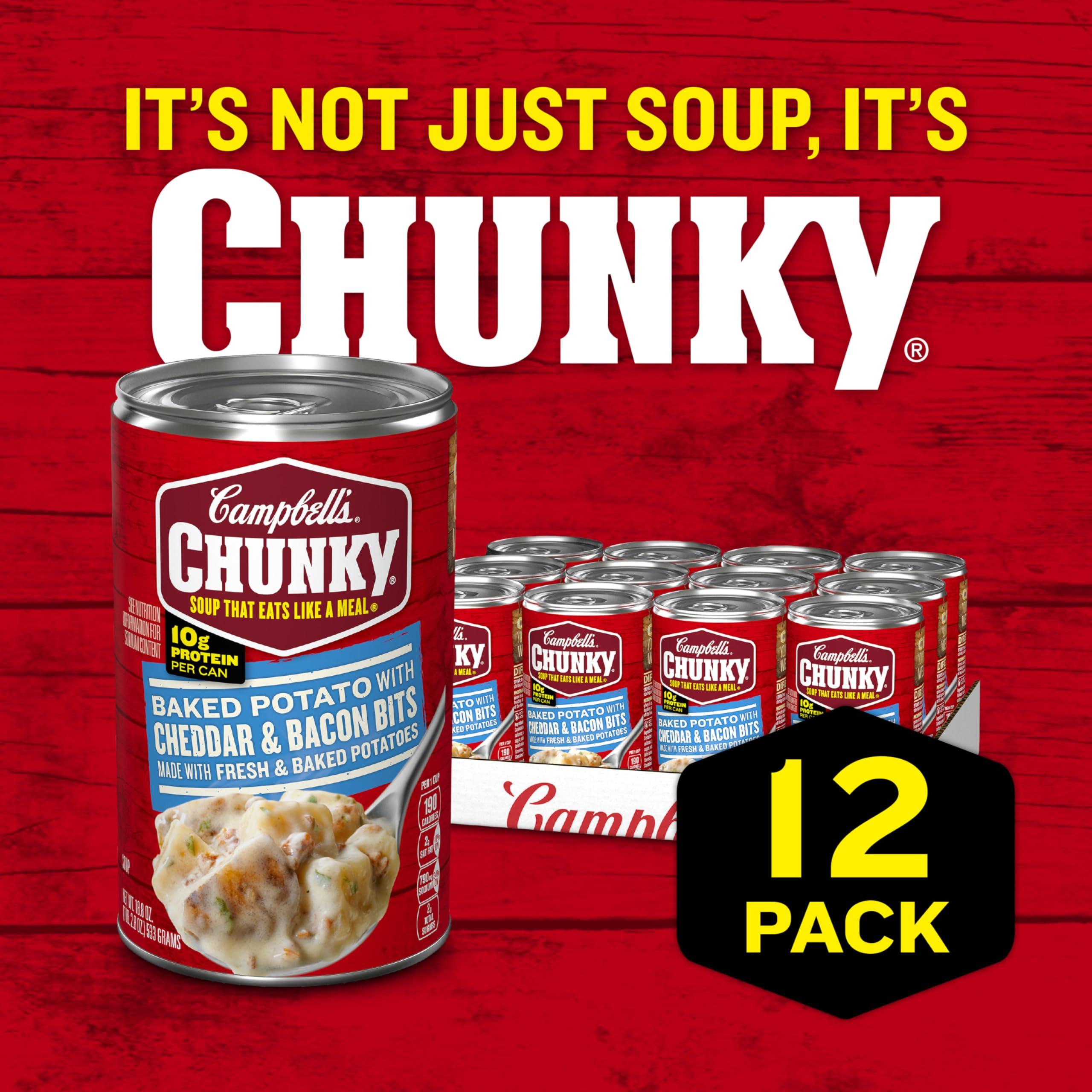 Campbell's Campbell\'s Chunky Soup, Baked Potato with Cheddar and Bacon Bits Soup, 18.8 Oz Can (Case of 12)