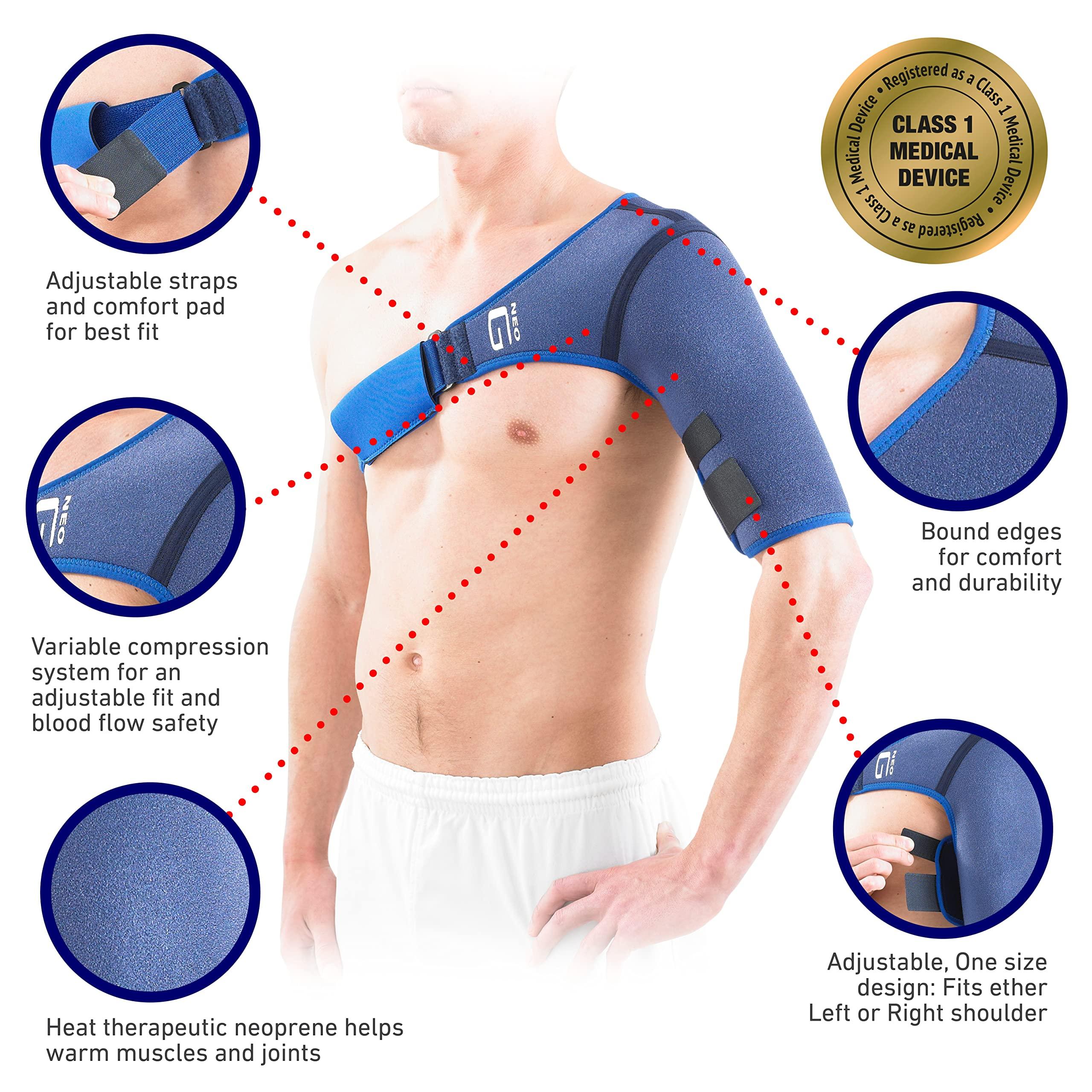 Neo-G Neo-G Shoulder Brace Support - for Rotator Cuff, Dislocated Shoulders, Joint Pain, Arthritis, Shoulder Injury - Adjustable Compression Strap - Class 1 Medical Device - 1 Size - Blue