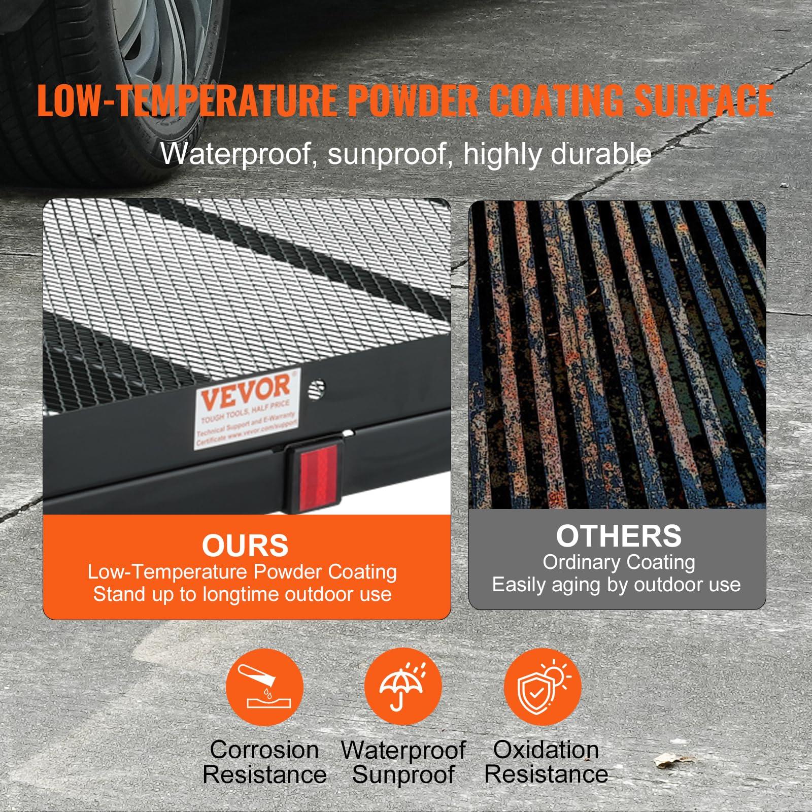 VEVOR VEVOR Hitch Mount Wheelchair Carrier, 500LBS Mobility Scooter Carrier with Folding Ramp, Iron Trailer Hitch Rack Basket with Stabilizer, Straps, Fit 2\" Hitch Receiver for SUV Van Car, 45.3\" x 25.6\"