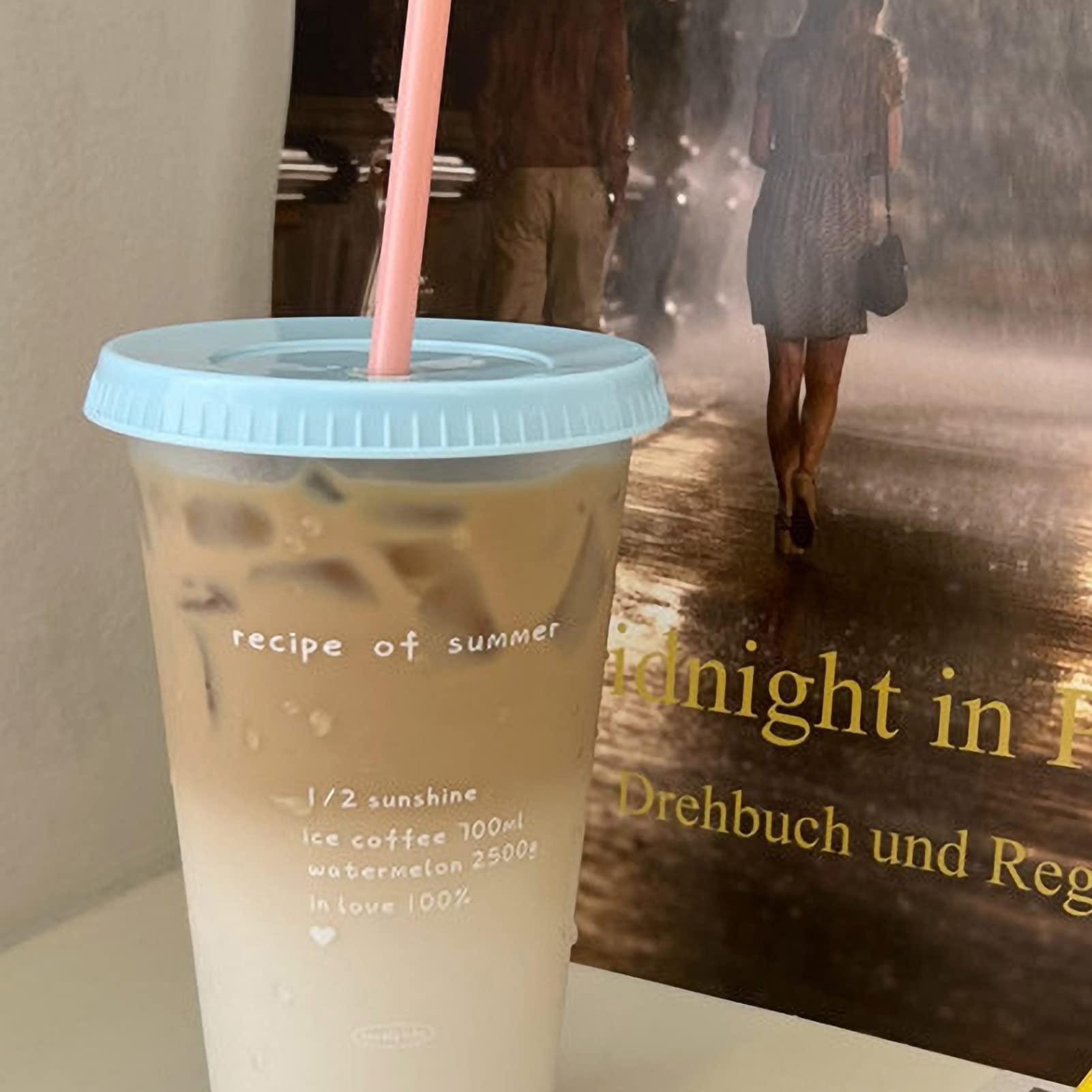 Cyrank Plastic Tumblers, Cute Reusable Party Drinking Cup Funny Cups with Lids and Straws Cold Iced Coffee Cups Summer Cups for Travel(02)