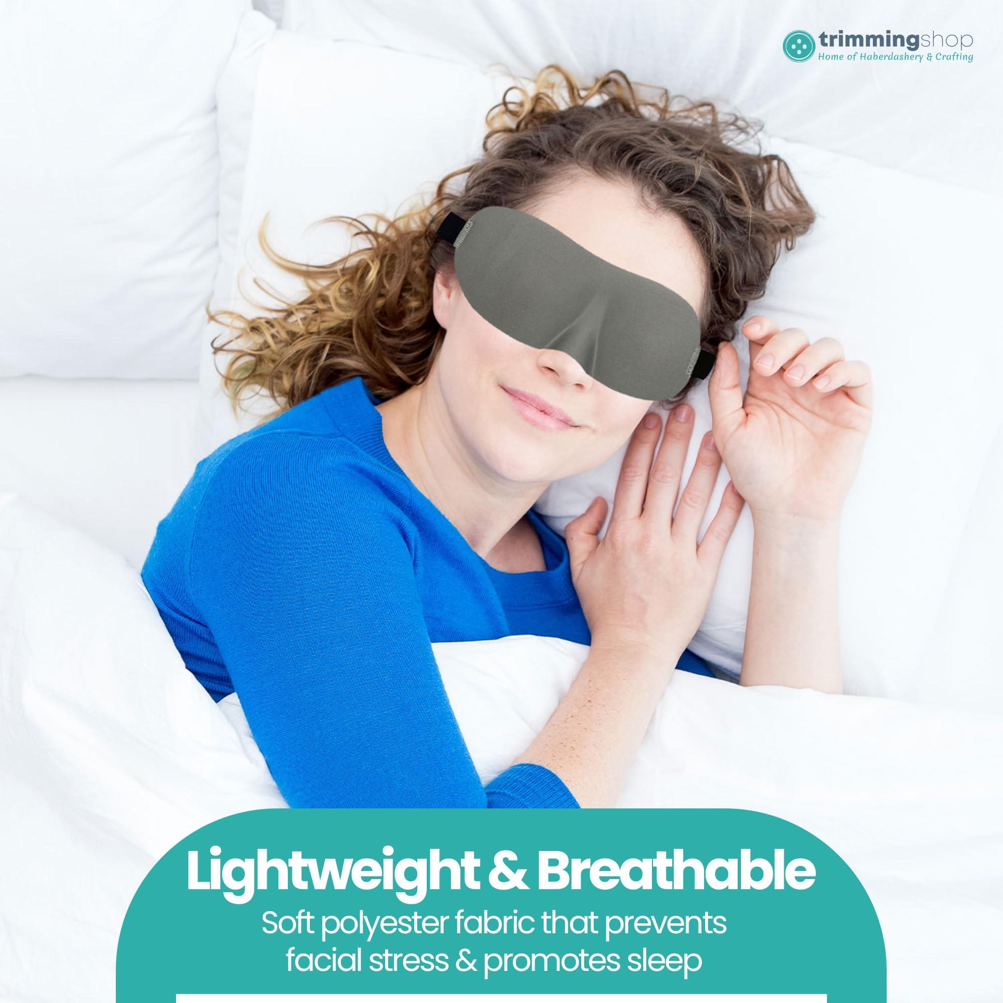 Trimming Shop 3D Contoured Eye Mask for Sleeping, Luxury Blindfold Sleep Mask with Adjustable Strap, Soft and Comfortable Night Eye Mask for Men Women, Light Blocking Eye Blinder for Travel Sleeping, Grey