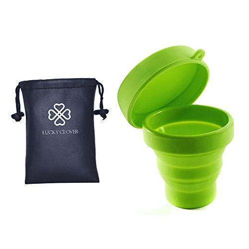 LUCKY CLOVER Menstrual Cup Sterilizer Cleaner, LUCKY CLOVER Collapsible Silicone Cup Foldable Sterilizing Cup for Menstrual Cups and Storing Your Diva Cup - Foldable for Travel(Green)