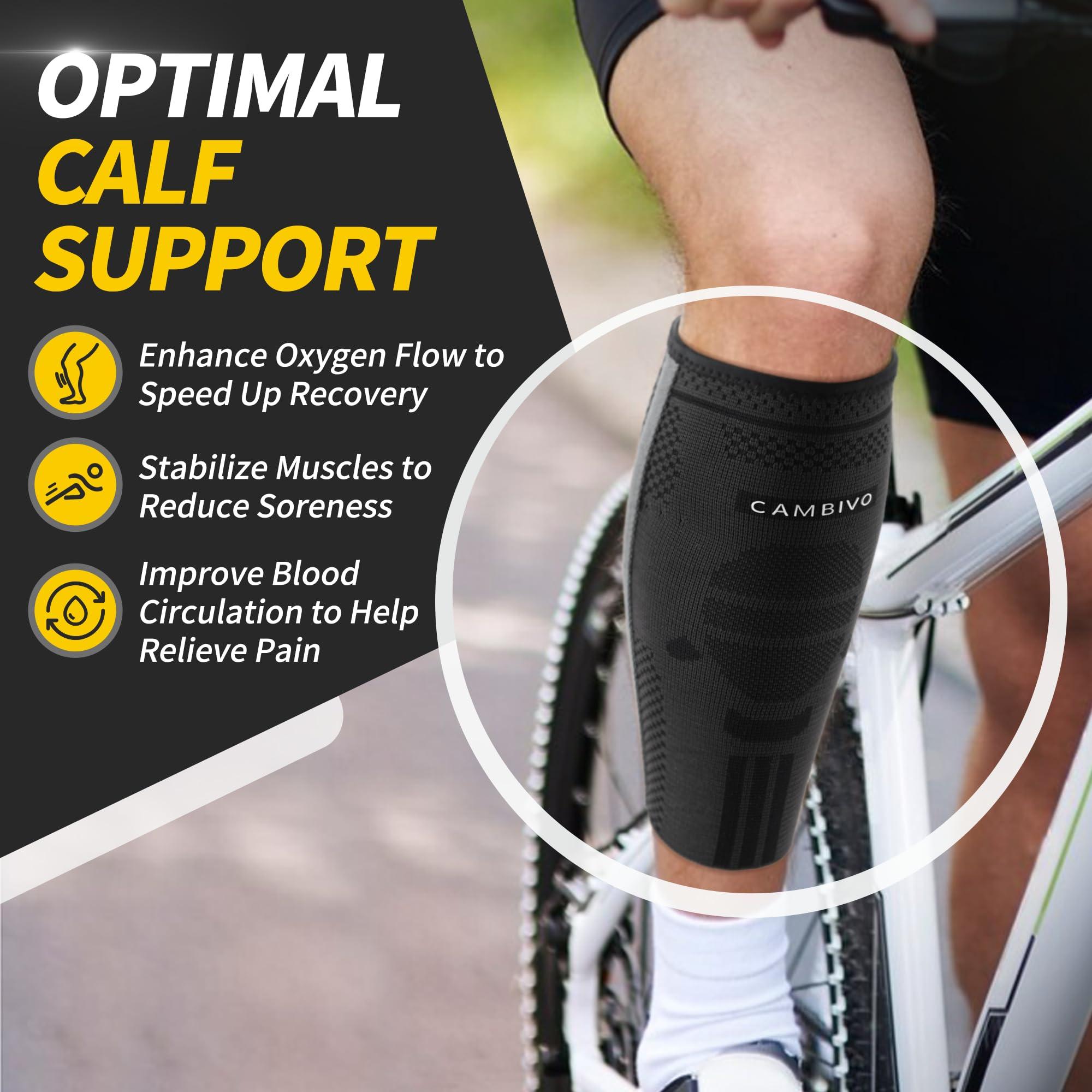 CAMBIVO CAMBIVO Calf Compression Sleeves with Side Stabilizers for Men & Women - Shin Splint Support, Leg Brace Guard for Running