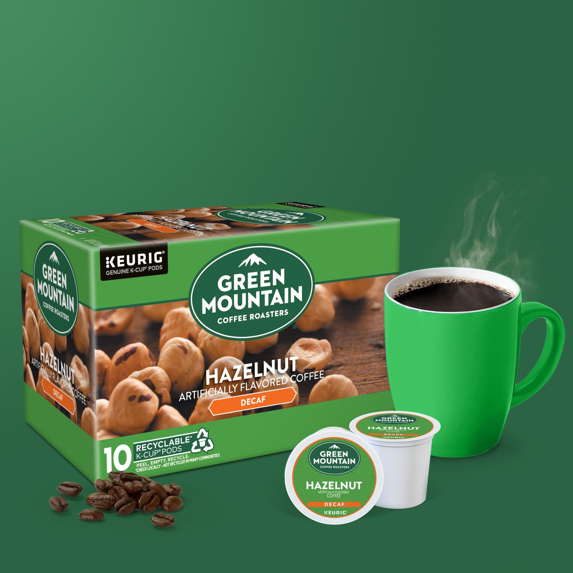 Green Mountain Coffee Roasters Green Mountain Coffee Roasters Hazelnut Decaf Keurig Single-Serve K-Cup pods, Light Roast Coffee, 60 Count (6 Packs of 10)