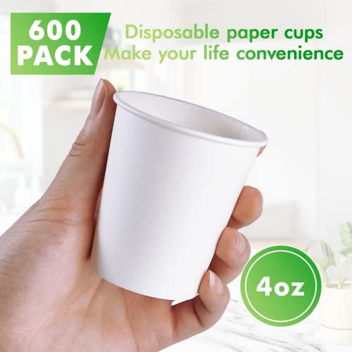 TV TOPVALUE TV TOPVALUE 600 Pack 4 oz Paper Cups, Bathroom Cups, Small Mouthwash Cups, White Paper Cups, Hot/Cold Drinking Cups, Mini Paper Cups for Home, School and Office
