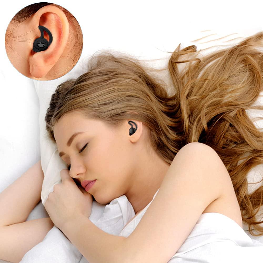 Booge 1 Pair Silicone Quiet Ear Plugs, Reusable Noise Reduction Earplugs Hearing Protection Earplug for Sleeping Noise Cancelling - Black