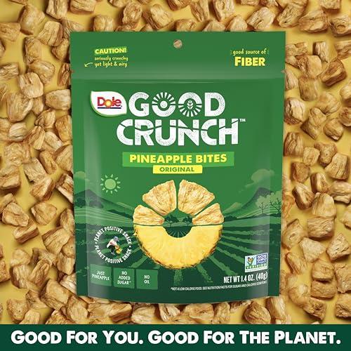 Dole Dole Good Crunch Pineapple Dried Fruit Bites, Gluten Free & Vegan Snack, 1.4oz Bags (Pack of 6)