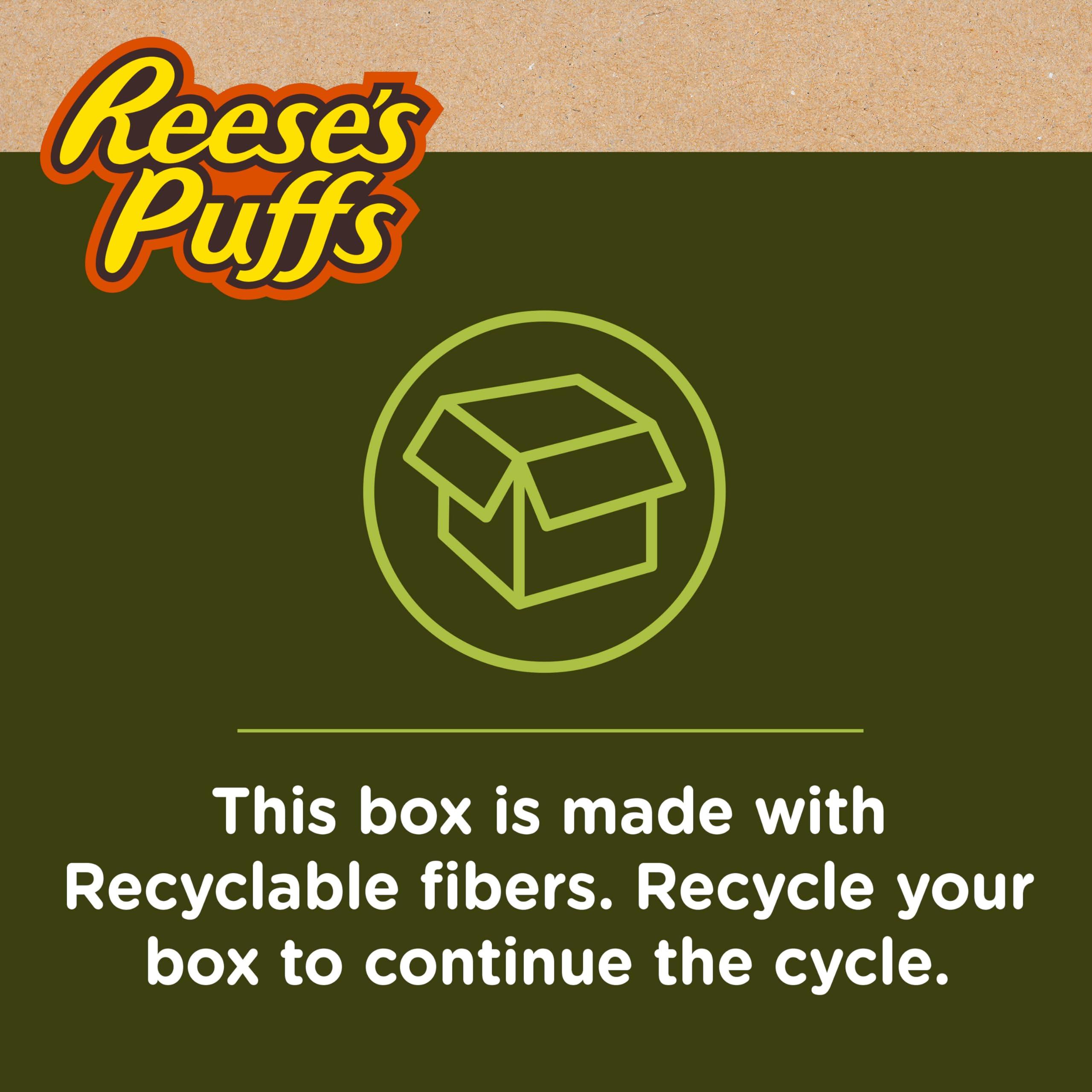 Reese\'s REESES PUFFS Peanut Butter Lovers Breakfast Cereal, Made with Whole Grain and Real REESES Peanut Butter, Family Size, 19.7 oz