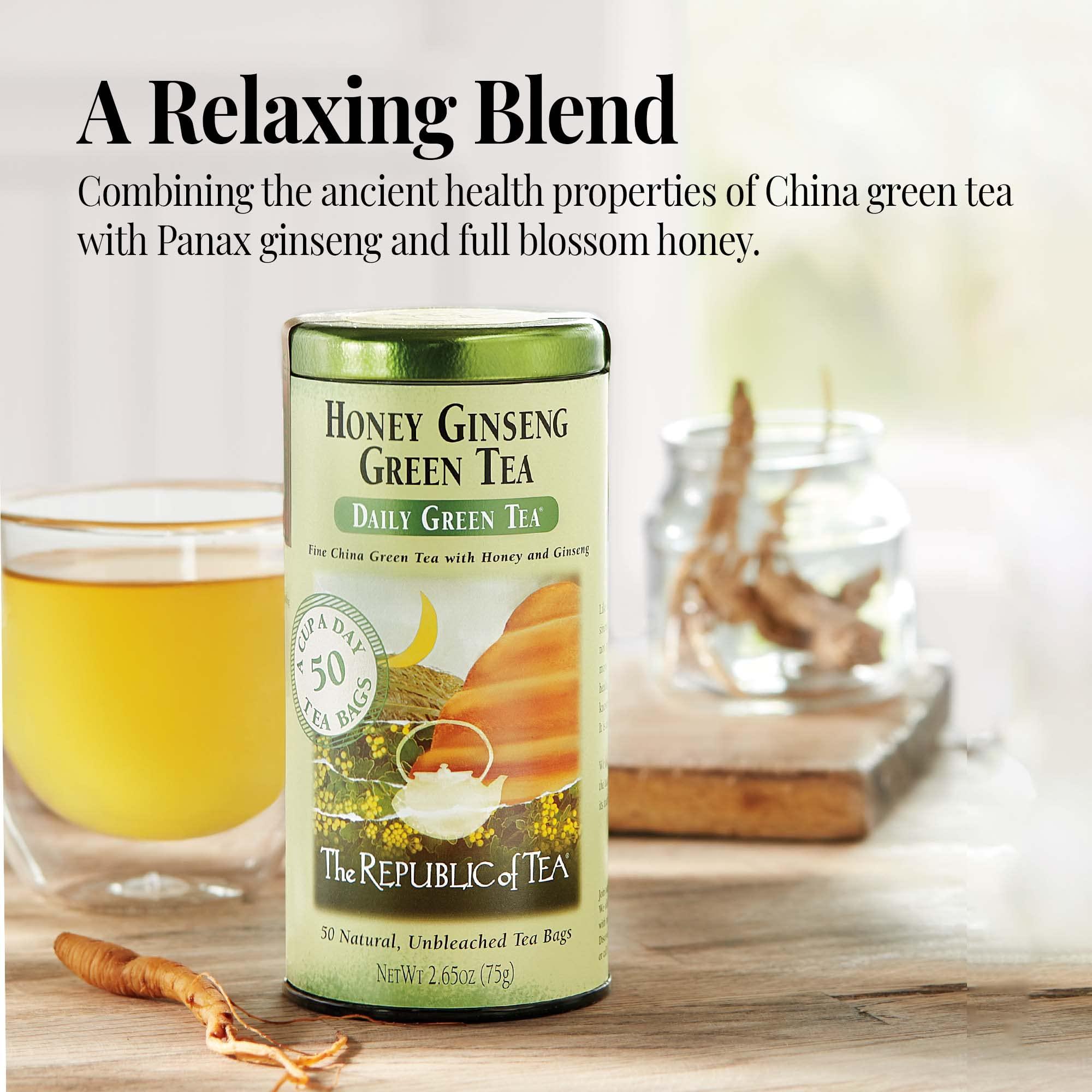 The Republic of Tea The Republic of Tea Honey Ginseng Green Tea, 50 Tea Bags, Relaxing Chinese Green Tea Gourmet Blend