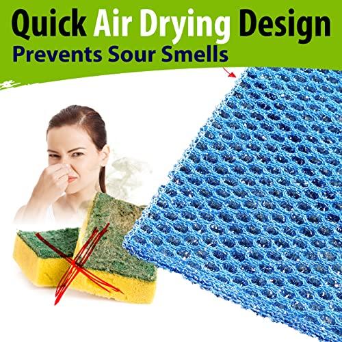 The Crown Choice Non Scratch Dish Scrubbers for Cleaning Dishes (3PK) - Reusable Kitchen Sponge - Replace Dish Sponges for Washing Dishes - Best Household Scrubbing Pad & Alternative Dishwashing Scrub Pads Supplies