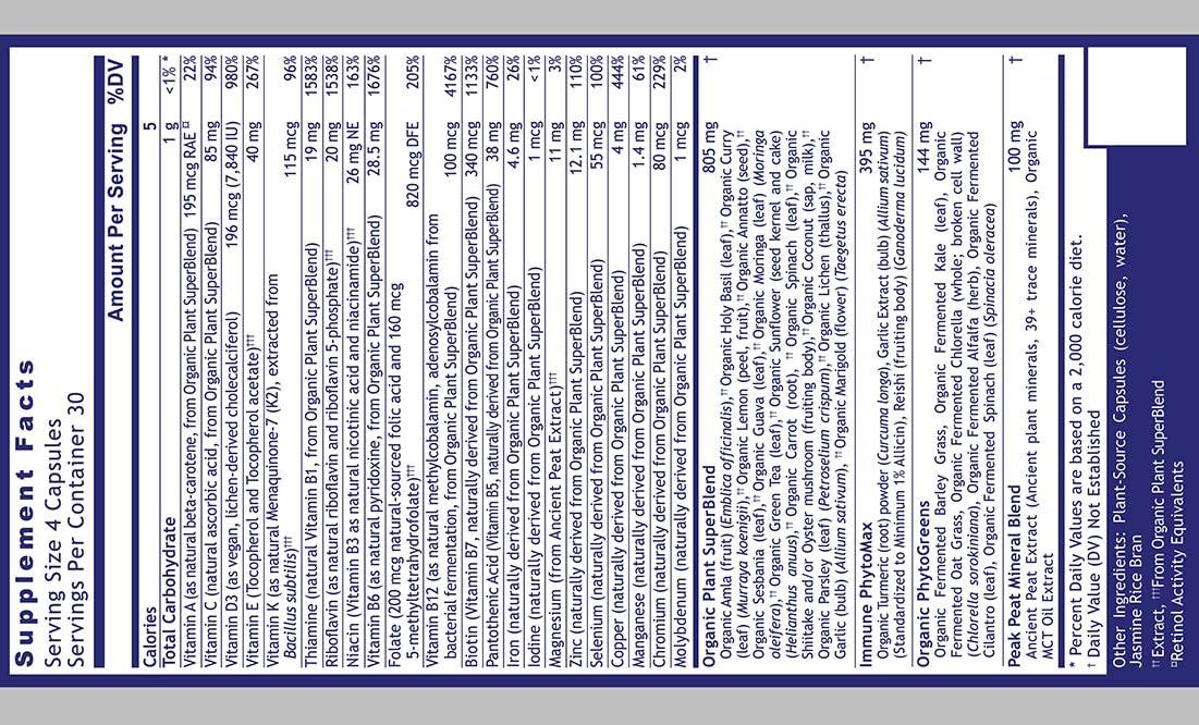 Quantum Nutrition Labs QNL Quantum Plant Multi-Vitamin - Complete Multivitamin - Immune Support for Adults - Natural Multivitamin for Men & Women - 120 Plant-Source Capsules