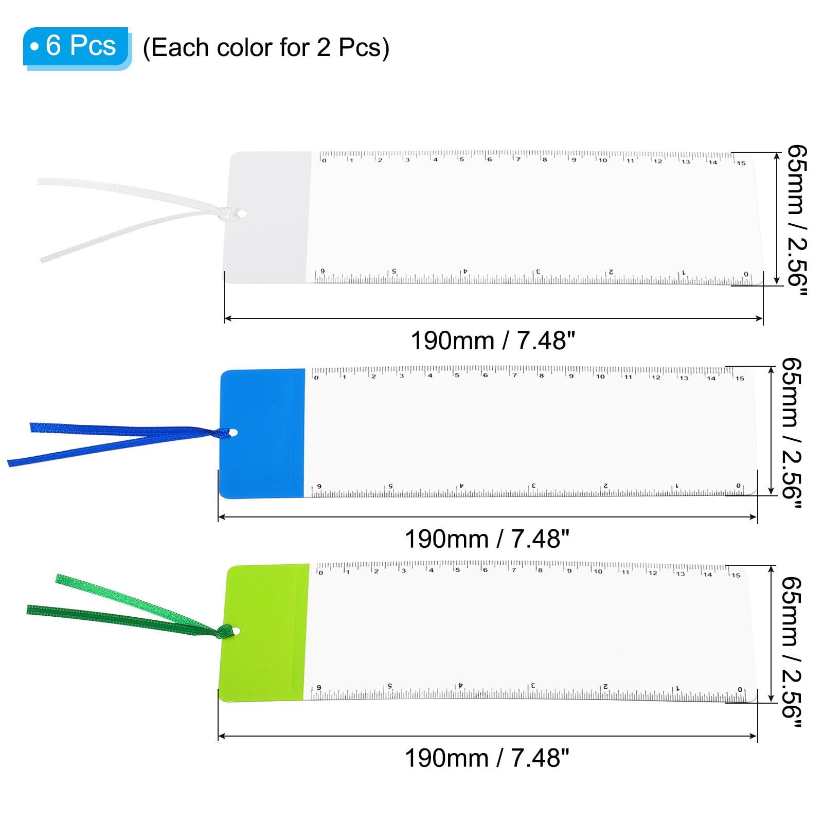 PATIKIL PATIKIL Bookmark Magnifier with Ruler, 6 Pack 3X Magnifying Sheet Page Magnifier Lens for Low Vision People Reading Book Magazine Newspaper, 3 Color