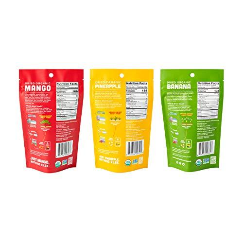 Mavuno Harvest Mavuno Harvest Organic Dried Fruit Variety Pack | Dried Mango, Pineapple, and Banana | Healthy, Vegan, No Sugar Added, Non GMO Snacks for Kids & Adults | 2 Ounce, Pack of 6