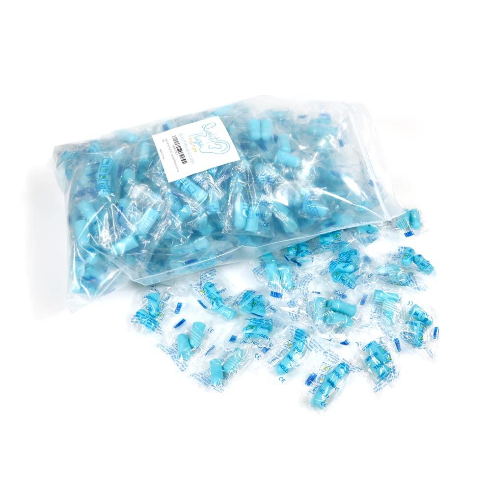 Quality Plugs by Rips Quality Foam Earplugs - 200 Pairs Bulk Pack - Ideal Ear Plugs for Sleeping, Noise Cancelling, Snoring, Travel, Shooting, Study, Work, Construction, and Safety Hearing Protection - 32 dB NRR - Blue