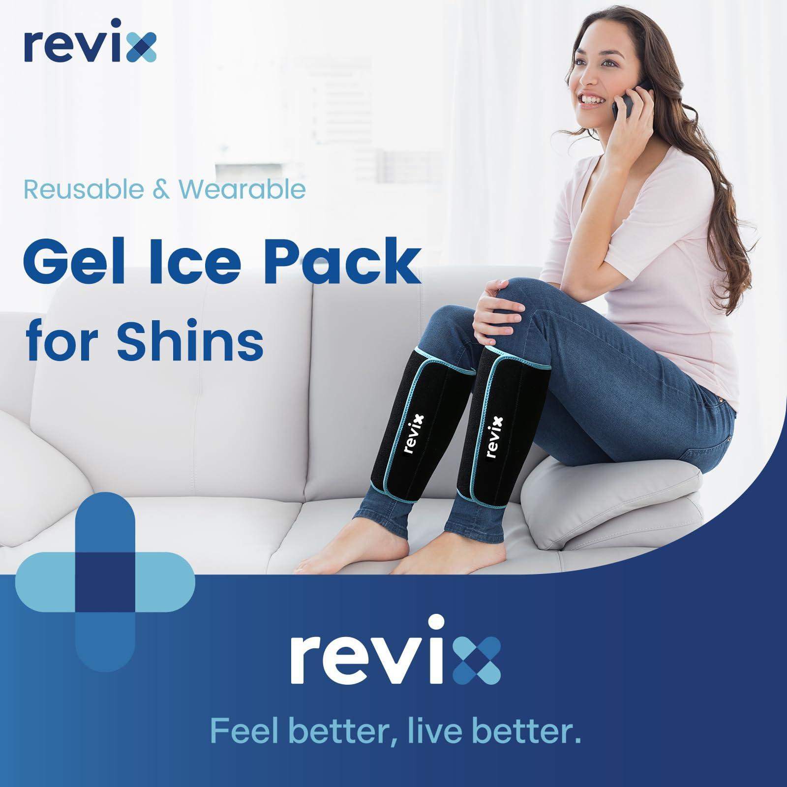 REVIX REVIX Calf and Shin Ice Packs, Reusable Leg Cold Packs for Shin Discomfort Relief, Cold Compression Brace for Leg, Elbow, Knee Post-Workout Recovery and Support, Set of 2
