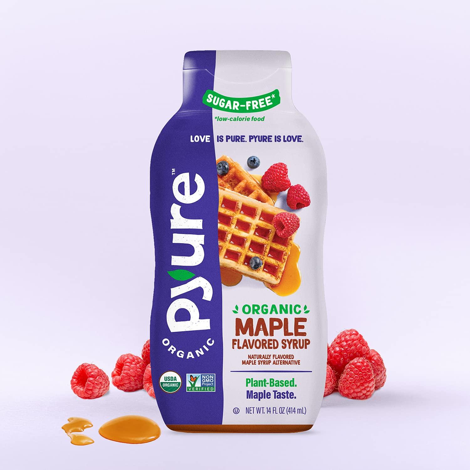 Pyure Pyure Organic Maple Flavored Syrup, Zero Sugar, 2 Net Carb, Gluten-Free, Plant-Based Maple Syrup for Vegan Keto Friendly Food, 14 Oz (Pack of 2)