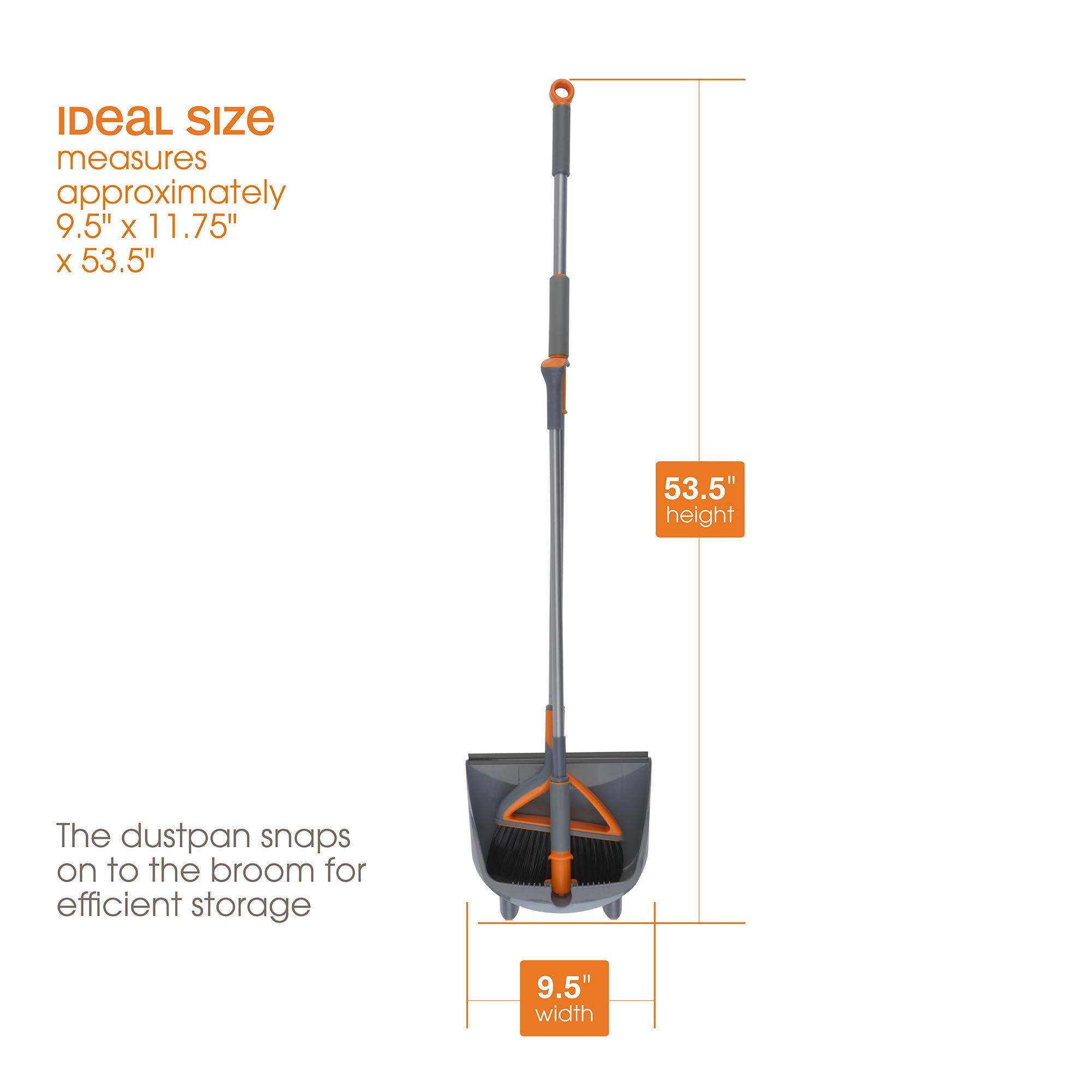 Casabella Casabella Quick 'n Easy Upright Broom and Dustpan Set, Gray/Orange