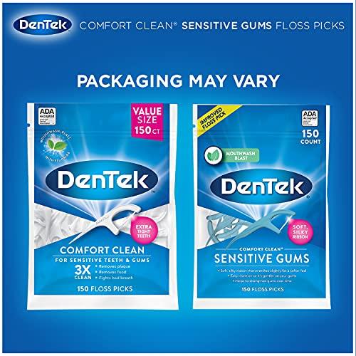 DenTek DenTek Comfort Clean Sensitive Gums Floss Picks, Soft & Silky Ribbon, 150 Count, 6 Pack