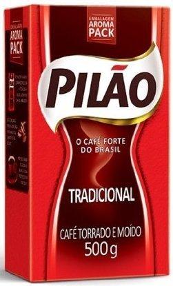 Pilao Pilao Coffee Traditional Roast and Ground- Café Torrado e Moído - 17.60oz. (500g)(PACK OF 4)