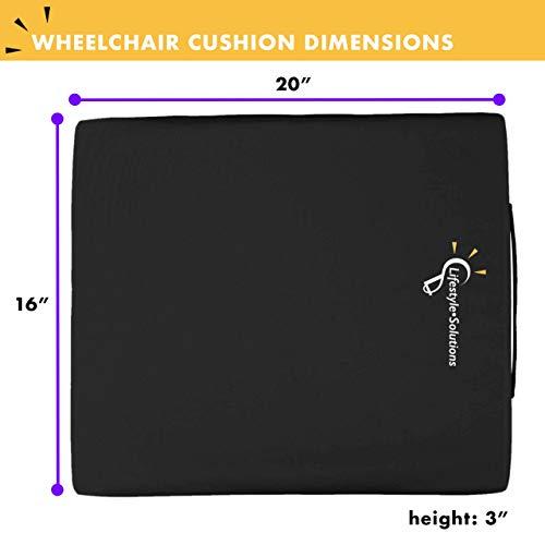 Lifestyle-Solutions Lifestyle Wheelchair Cushion, Waterproof Orthopedic Gel Seat Pad for Back Support ,Coccyx, Sciatica, Pressure Sores and Tailbone Pain Relief (20" X 16" X 3")