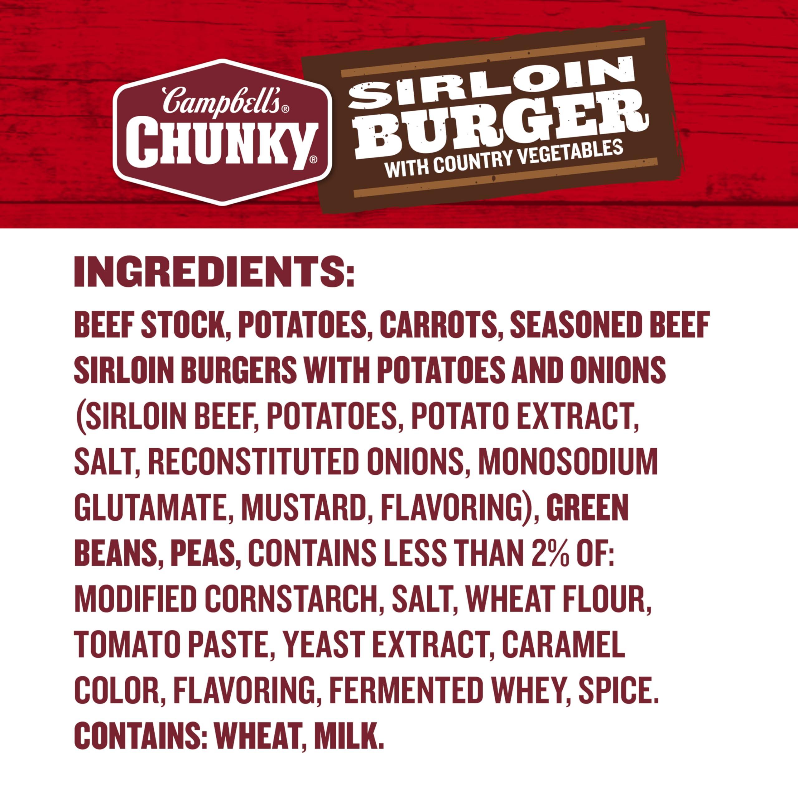 Campbell\'s Campbells Chunky Soup, Sirloin Burger With Country Vegetable Beef Soup, 18.8 oz Can
