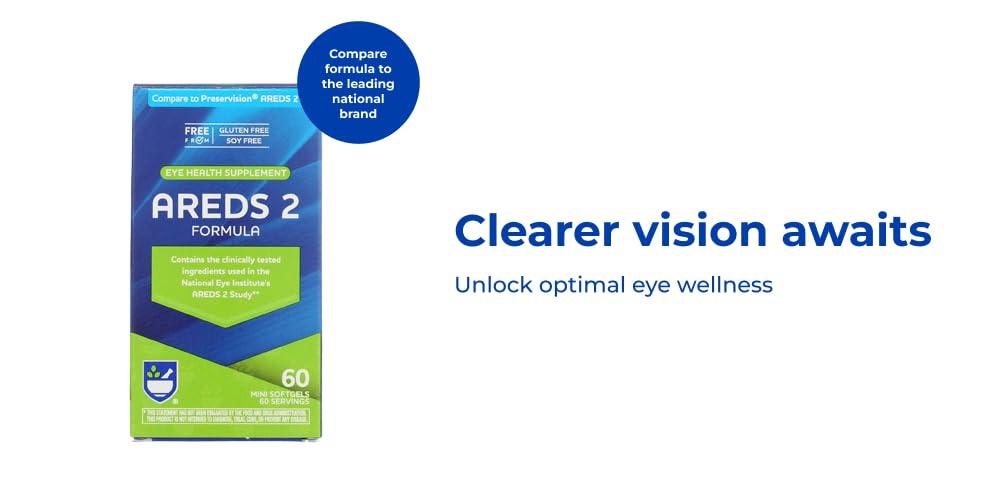 Rite Aid Rite Aid AREDS 2 Softgels - 60 Count, Macular Support for Eye and Vision Health, Contains Lutein, Vitamin C, Zeaxanthin, Zinc & Vitamin E, Gluten Free and Soy Free