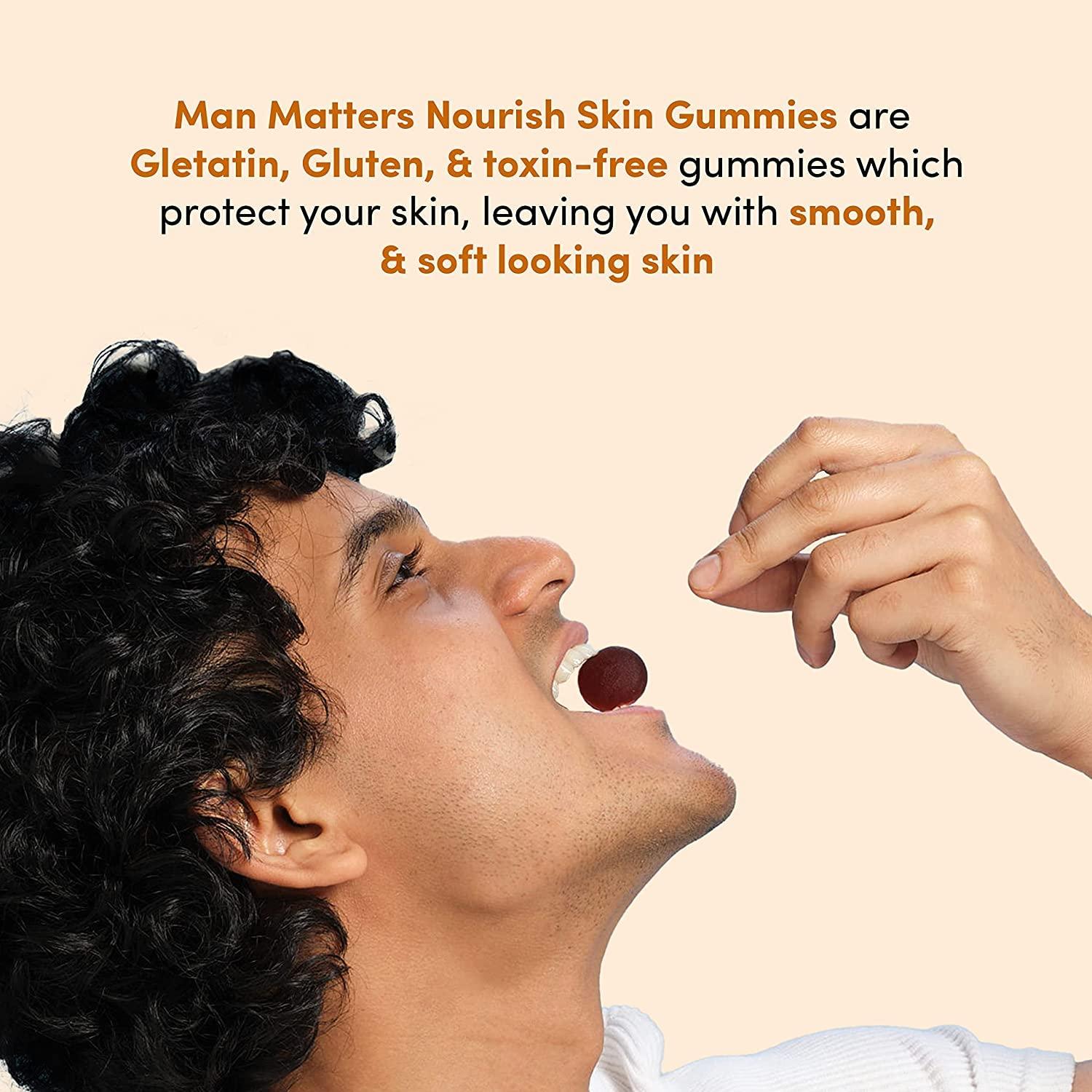 Metrol Metrol Man Matters Nourish Skin Gummies for Glowing Skin | Delicious Gummy with Vitamin C, Acid, Vitamin E & Sea Buckthorn | Gummies 30 Count