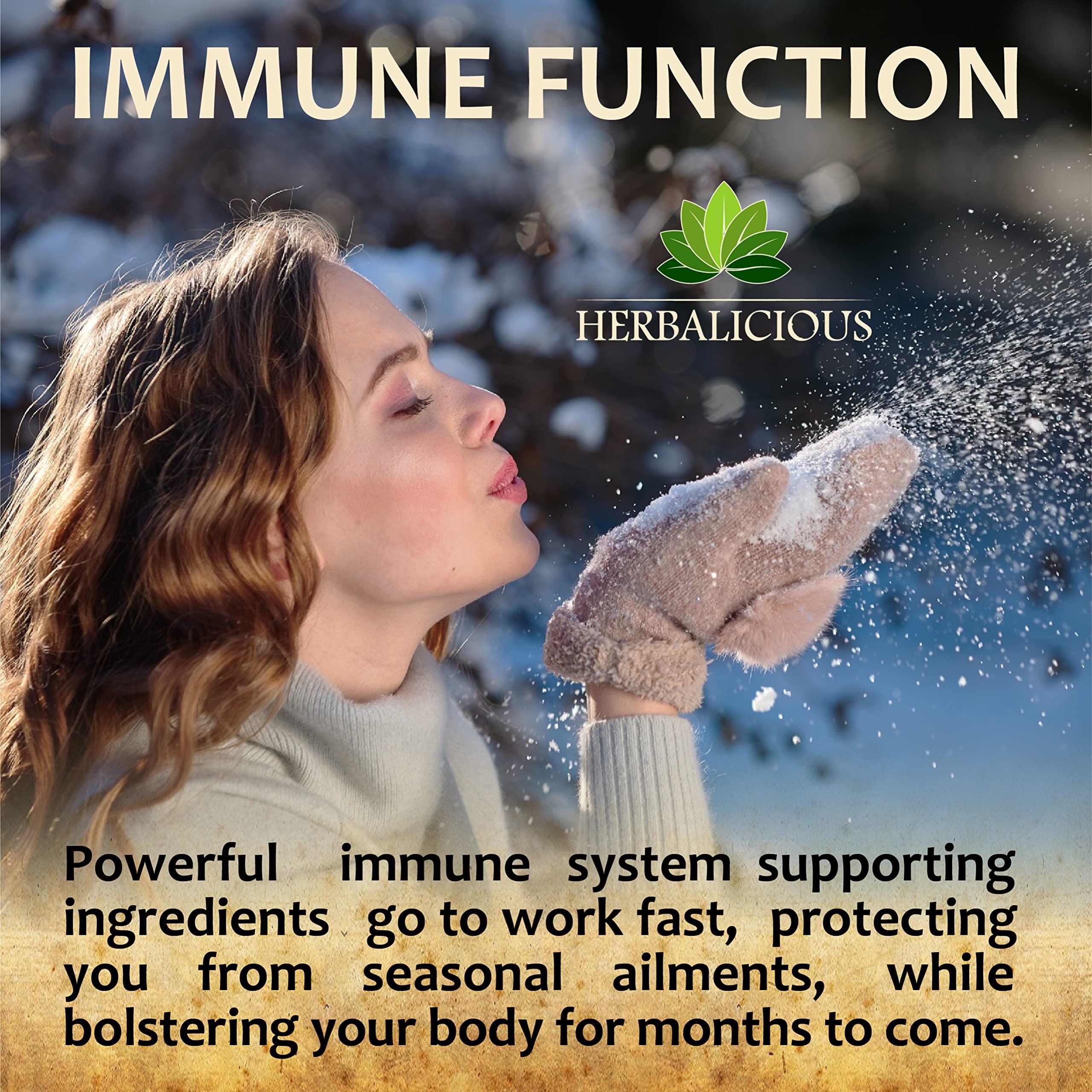 HERBALICIOUS HERBALICIOUS Quinine Immune Guard - Quinine Capsules Supplement with Vitamin C, D3, Zinc - for Muscle Cramps Relief & Stomach Wellness - Non-GMO Cinchona Bark Herbal Supplements - 500mg, 60 Capsules