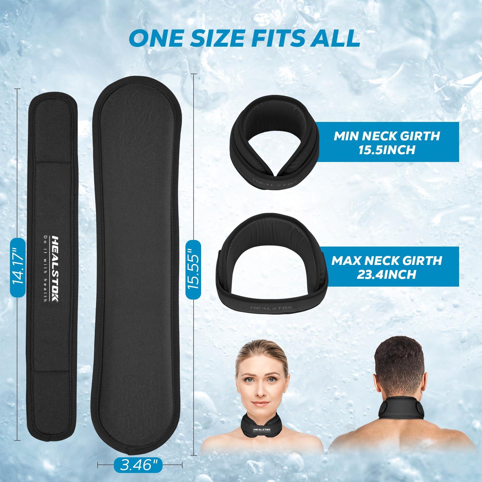 HEALSTOK Neck Ice Pack Wrap,Cervical Ice Pack,Cold Compress Ice Packs for Neck Injuries Reusable Cold & Hot Therapy Adjustable Flexible Gel Migraine Ice Head Wrap for Neck Pressure. (Ice Blue)