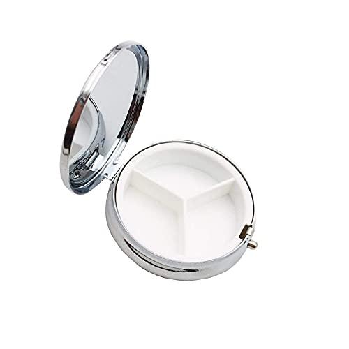 SEIWEI 2PCS Round Mini Portabler Stainless Steel Pill Box Case Pocket 2 inches Medicine Tablet Holder Organizer Case for Purse -Compact 3 Compartment(Ladybug)