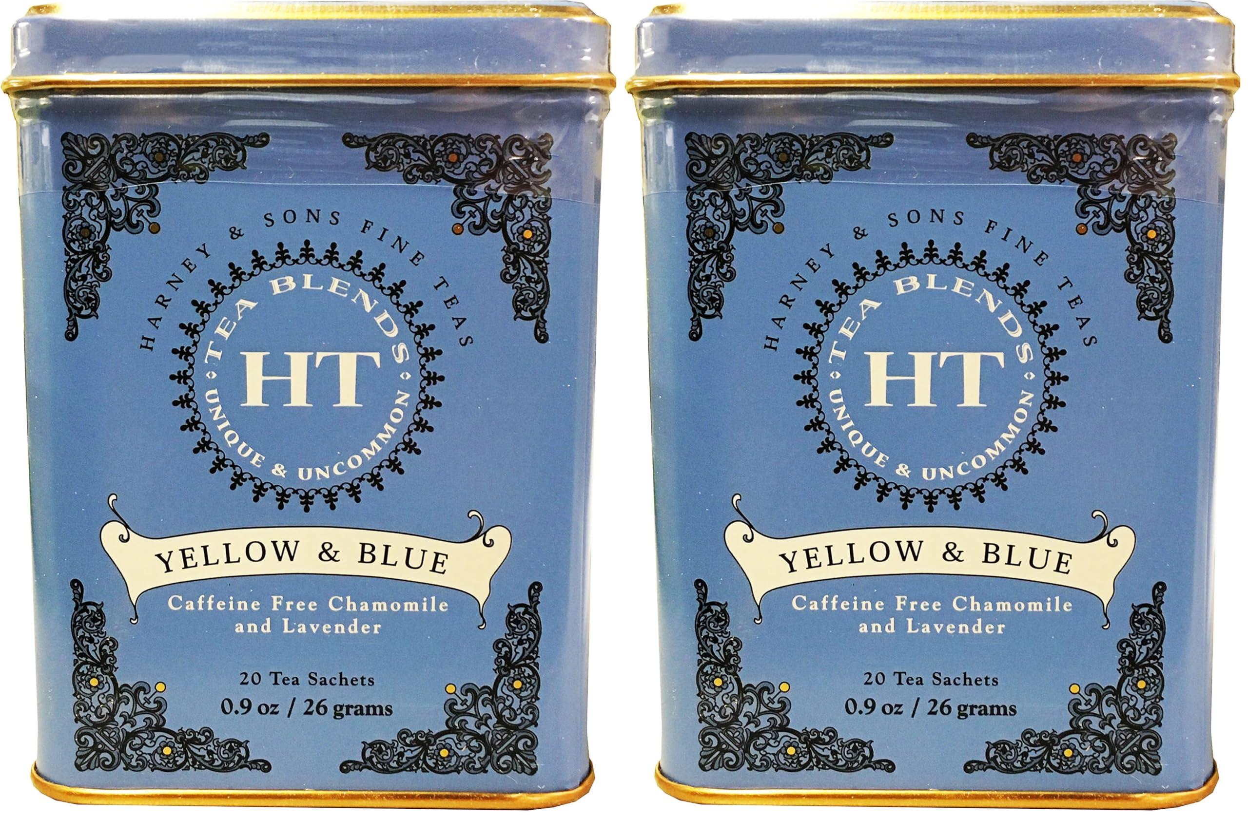 Harney & Sons Harney & Sons Master Yellow & Blue Tea Tin - Herbal Blend of Chamomile, Lavender, and Cornflowers - 1.4 Oz, 20 Count (Pack of 2)