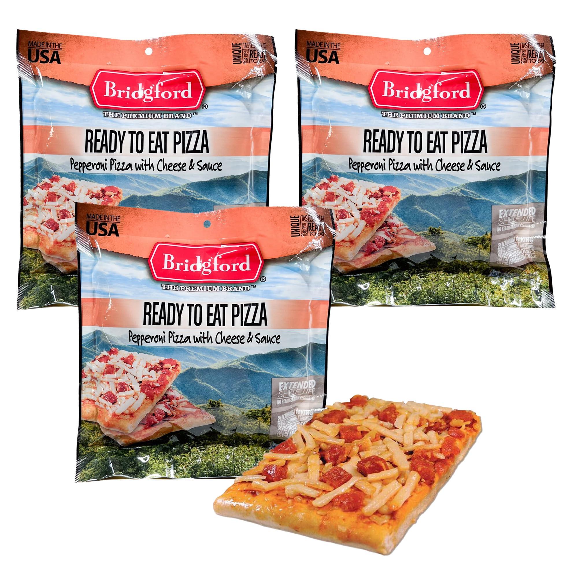 Bridgeford Bridgford MRE Pepperoni Pizza Slice With Cheese MRE Survival Food - 3 Pack - No Refrigeration Needed and Long Shelf Life MRE Meals - High-Protein Military MRE for Emergency Preparedness