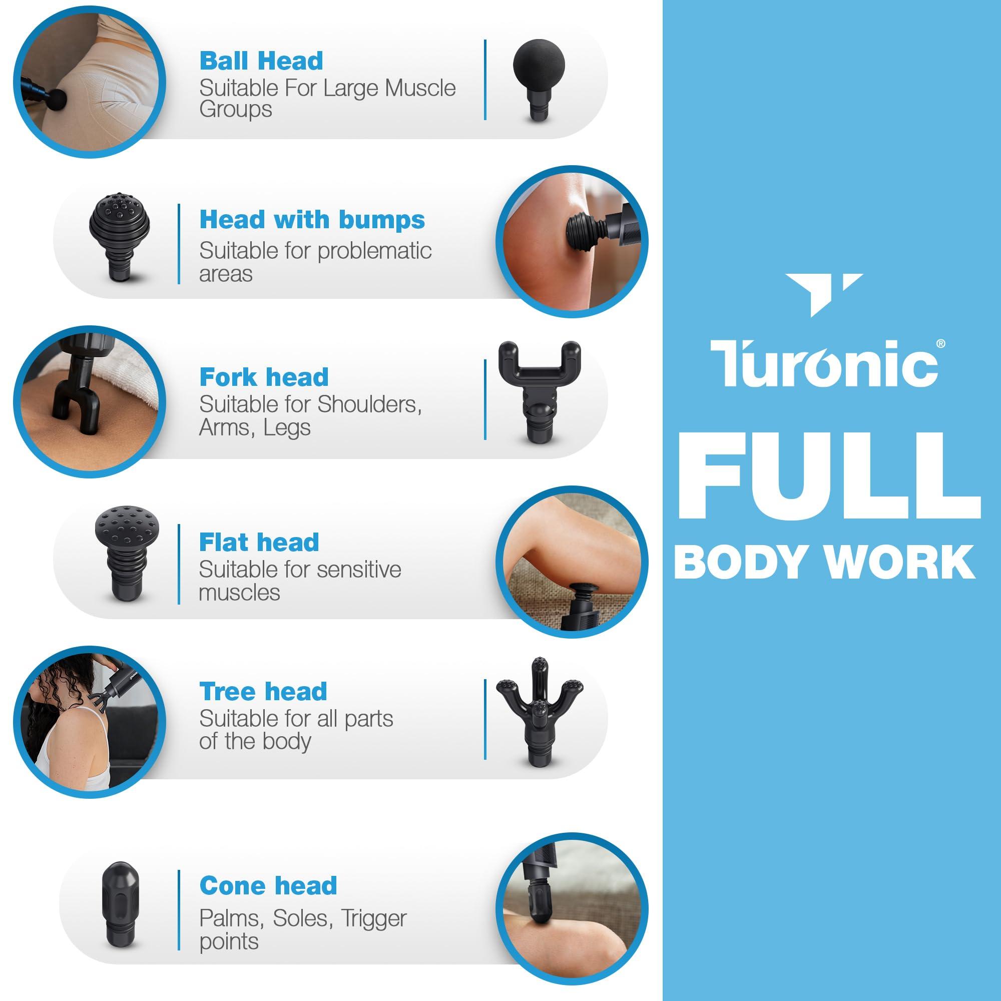 Turonic Turonic GM5 Handheld Massage Gun - Deep Tissue Percussion Massager, 20 Speeds, 7 Heads, Quiet, Powerful, Portable, Cordless, Rechargeable for Athletes, Personal Use, Shoulder, Leg, Foot, Back, Body