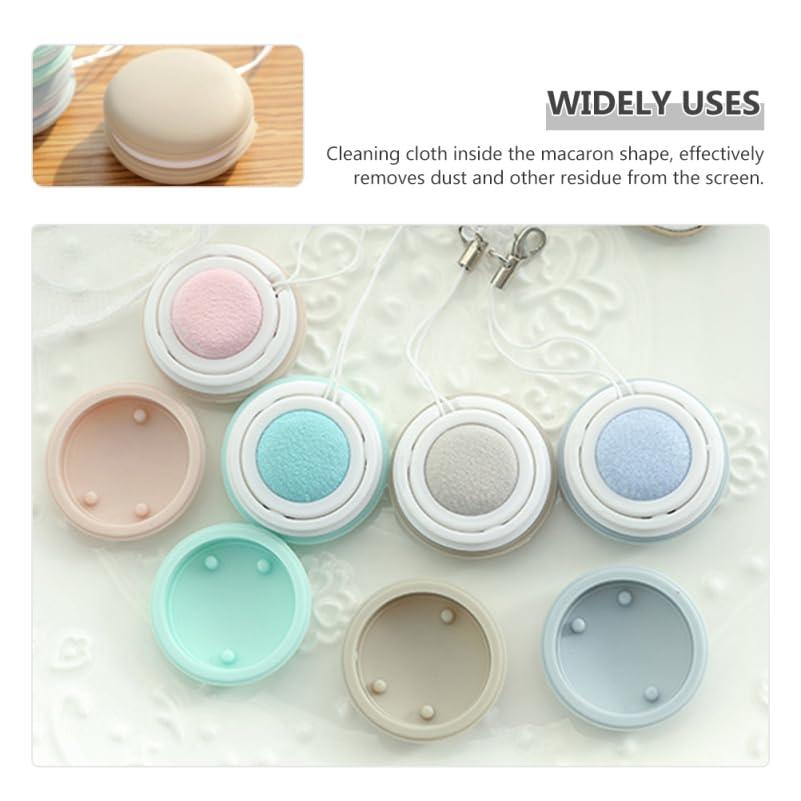 Healifty Healifty Pouch Microfiber Cleaning Cloth Macaron Shape - 4pcs Portable Lens & Screen Cleaner Cloth Keychain Mini Phone Screen Wiper Glasses Eyeglass Brush (Pink,Blue,Green,Khaki)