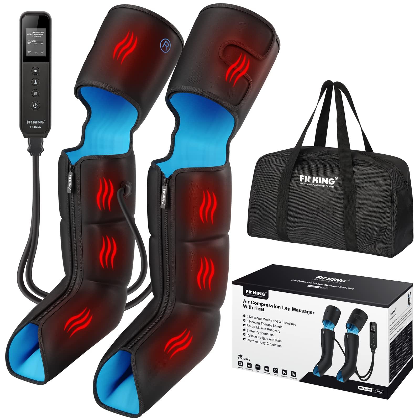 FIT KING FIT KING Leg Massager with Heat for Circulation Upgraded Full Leg and Foot Compression Boots Massager to Relieve Pain, Swelling, Edema, RLS- Built-in Pressure Sensor & LCD Display- FSA HSA Eligible