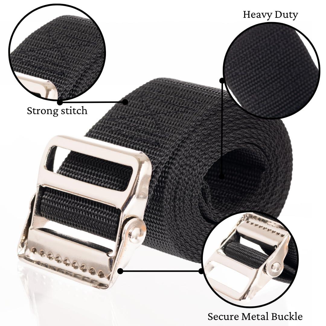 easycare Gait Belt and Transfer/Walking Assist Standing Aid, 72inch Long Metal Buckle for Seniors, Elderly, Caregiver, or Nurse (Black, 72\")