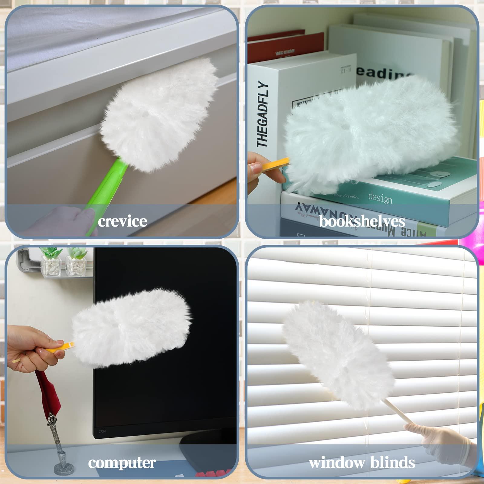 Vesici Vesici 50 Pcs Duster Refills Compatible with Swiffer Dusters Bulk Disposable Replacement Thickened with 1 Handle Heavy Duty for Cleaning, Office (White)