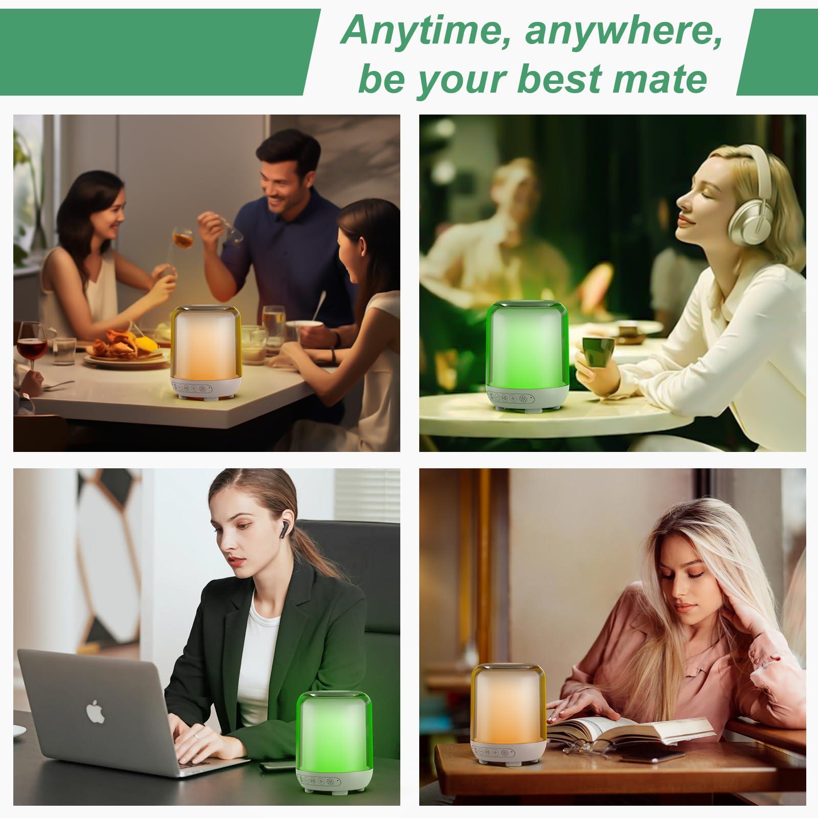 KACILEN KACILEN Green Light Therapy Lamp for Migraine and Anxiety Relief,Regulate Mood and Help with Insomnia Wireless Speaker with White Noise,Timer Function,Brightness Adjustment