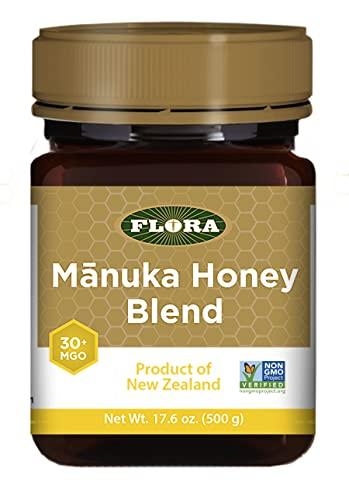 Flora Flora - Mnuka Honey Blend MGO 30+, New Zealand Honey, 100% Traceable MGO,Natural Healing, Sore Throat Relief, Aids Digestion, 17.6-oz. Jar