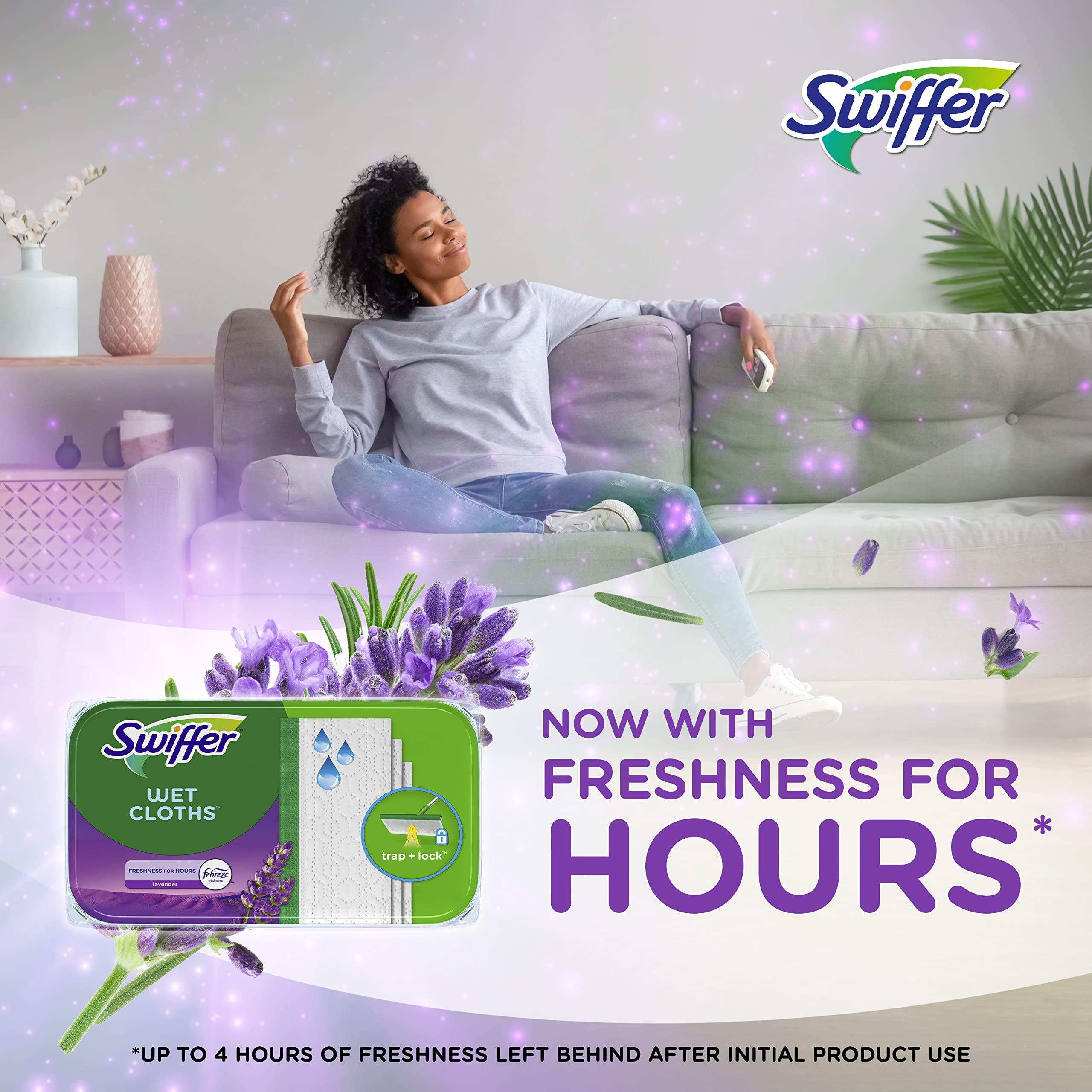 Swiffer Swiffer Sweeper Wet Mopping Cloth Multi Surface Refills, Mops for Floor Cleaning, Febreze Lavender Scent, 36 Count