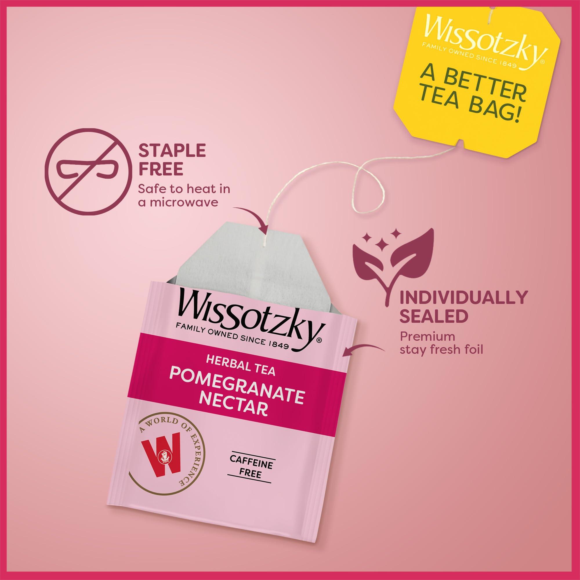 Wissotzky Wissotzky Pomegranate Herbal Tea (3 Pack - 60 Tea Bags) | Antioxidant Rich | Caffeine Free Tea