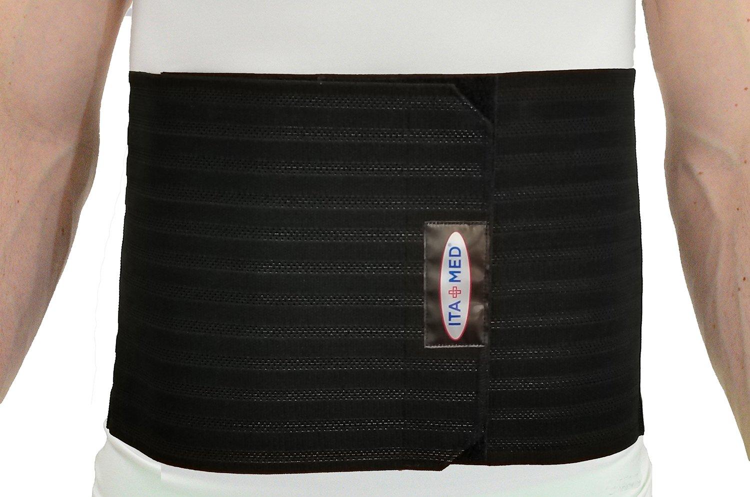ITA-MED ITA-MED Men\'s Breathable Elastic Abdominal Binder for Post-Surgery Recovery & Umbilical Hernia Support, 9 Wide, Body-Shaping Effect, Made in USA, Black (Medium)