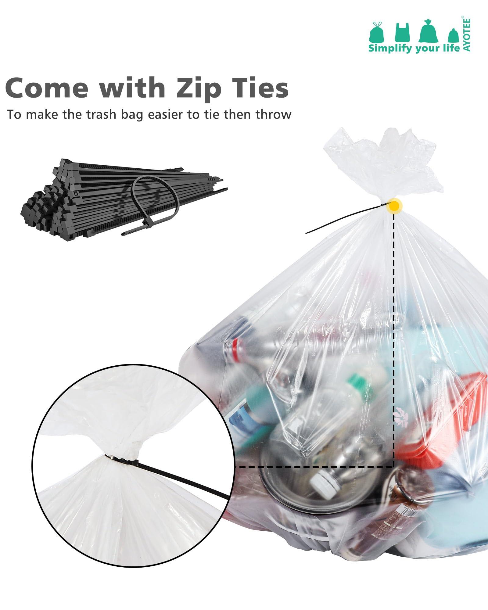 AYOTEE AYOTEE 23 Gallon Trash Bags with Zip Ties, Large Clear Trash Bags 20 Gallon, 50 Count Extra Large Garbage Bags Clear Garbage Bags for Home, Office, Recycling, Lawn and Leaf