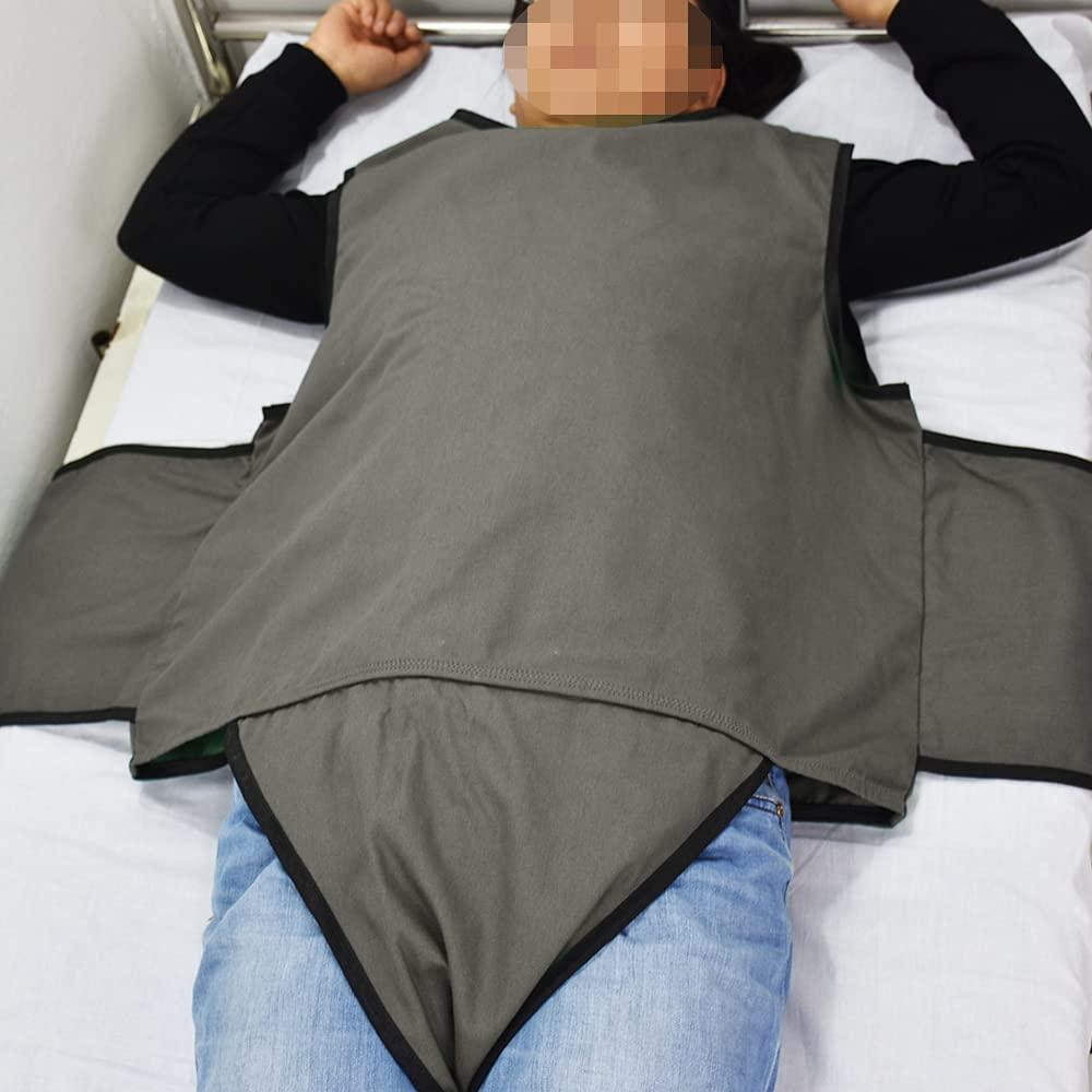 DOPHO DOPHO Anti-Falling Bed Chair Restraint Vest Elderly Cotton Wheelchair Seat Belt Restraint Clothes Band Clothing for Dementia Patients Nursing Care Products (S Grey)