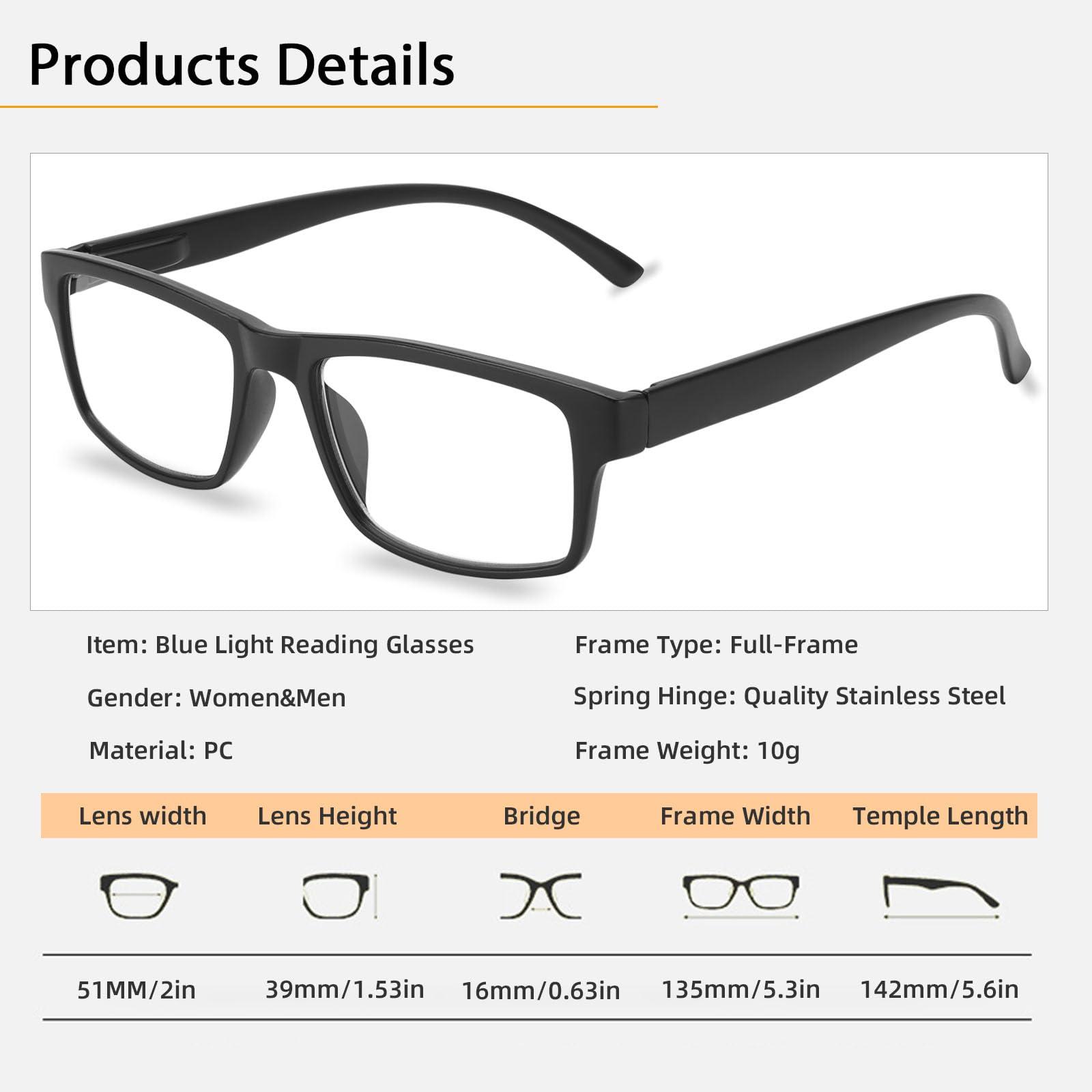 Kitchasy Kitchasy 2 Pack Reading Glasses, Classic Black Frames Blue Light Blocking Readers,Filter UV Ray/Glare Computer Reading Glasses, Lightweight Spring Hinges Eyeglasses for Women Men(2-pack Black,2.0)