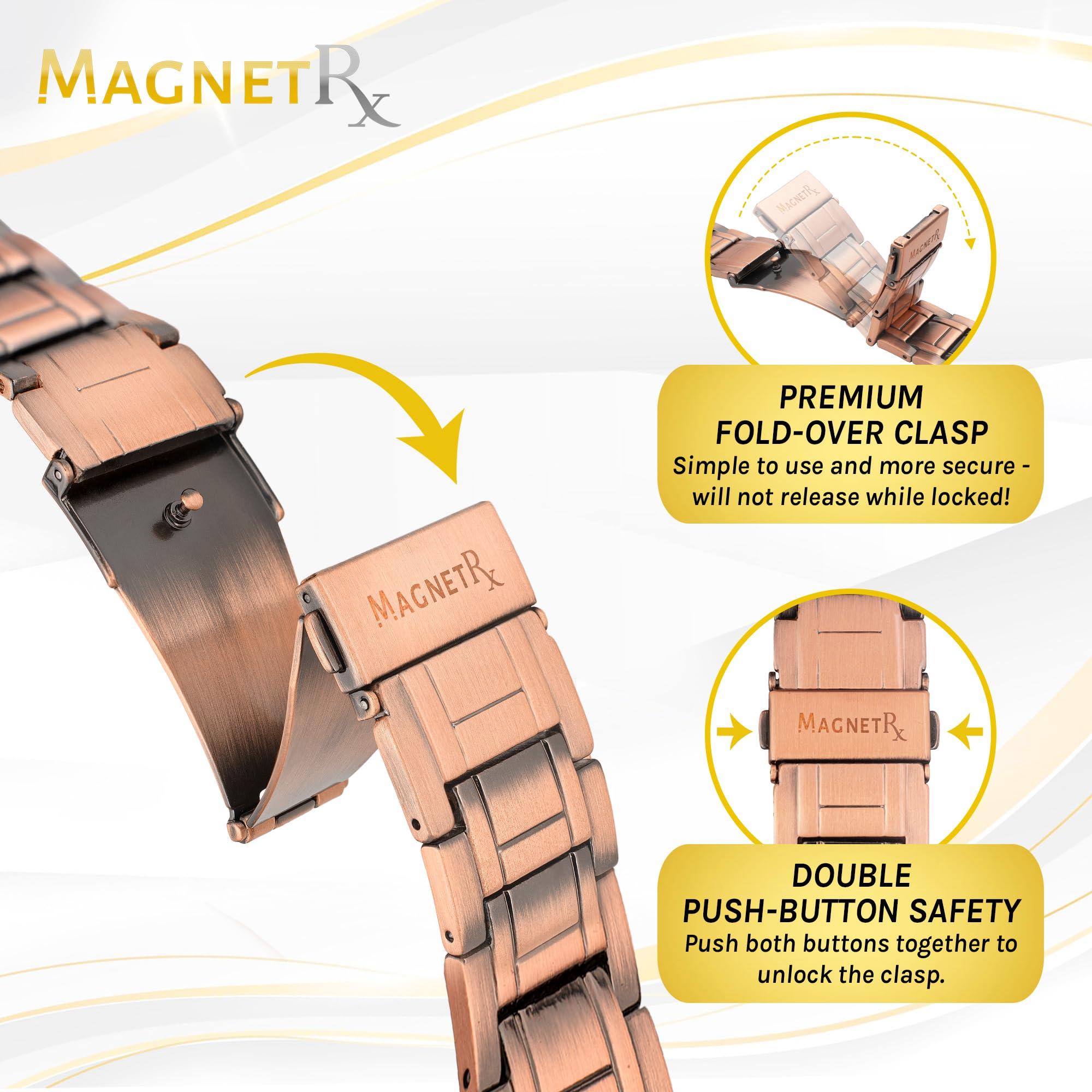MagnetRX MagnetRX 3x Strength Copper Bracelet  99.9% Pure Copper Bracelets for Men with Magnets  Premium Foldover Clasp and Adjustable Length with Included Sizing Tool (Stealth)