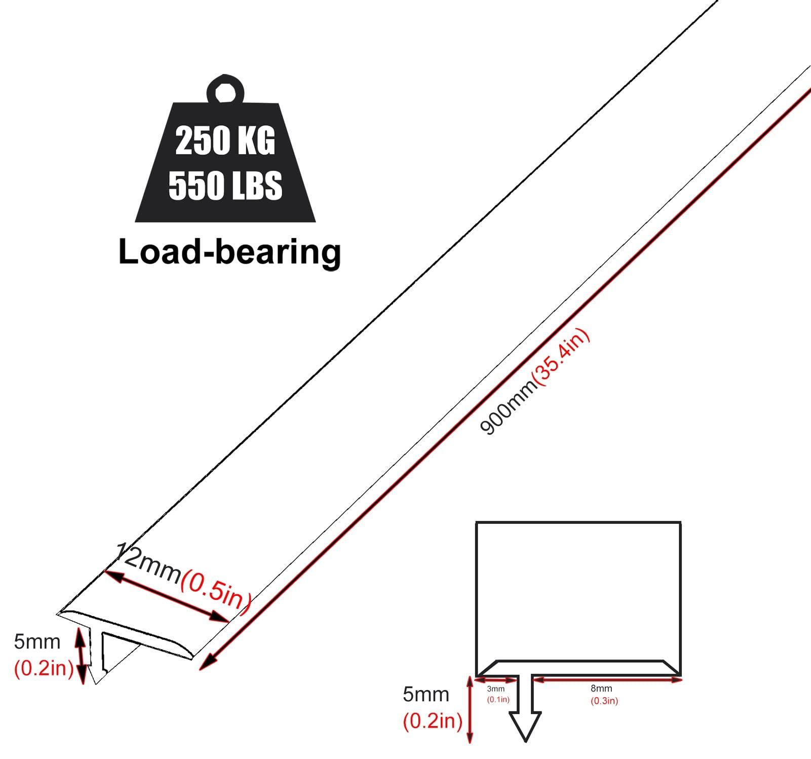 Ccsh Threshold Transition Strips T Shaped Threshold Transition Strips, Carpet & Floor Decoration Strip, 0.5in Wide Ramp for Tile to Laminate Carpet to Bathroom Doorway Sweeping Robot (Color : Black)