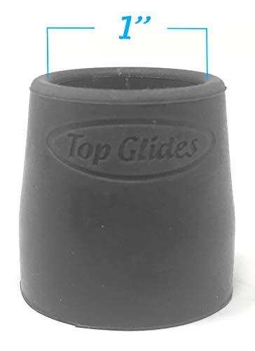 Top Glides Top Glides Steel-Reinforced Walker, Commode, and Bath Bench Replacement Rubber Tips, Gray, 1" (Pack of 4)