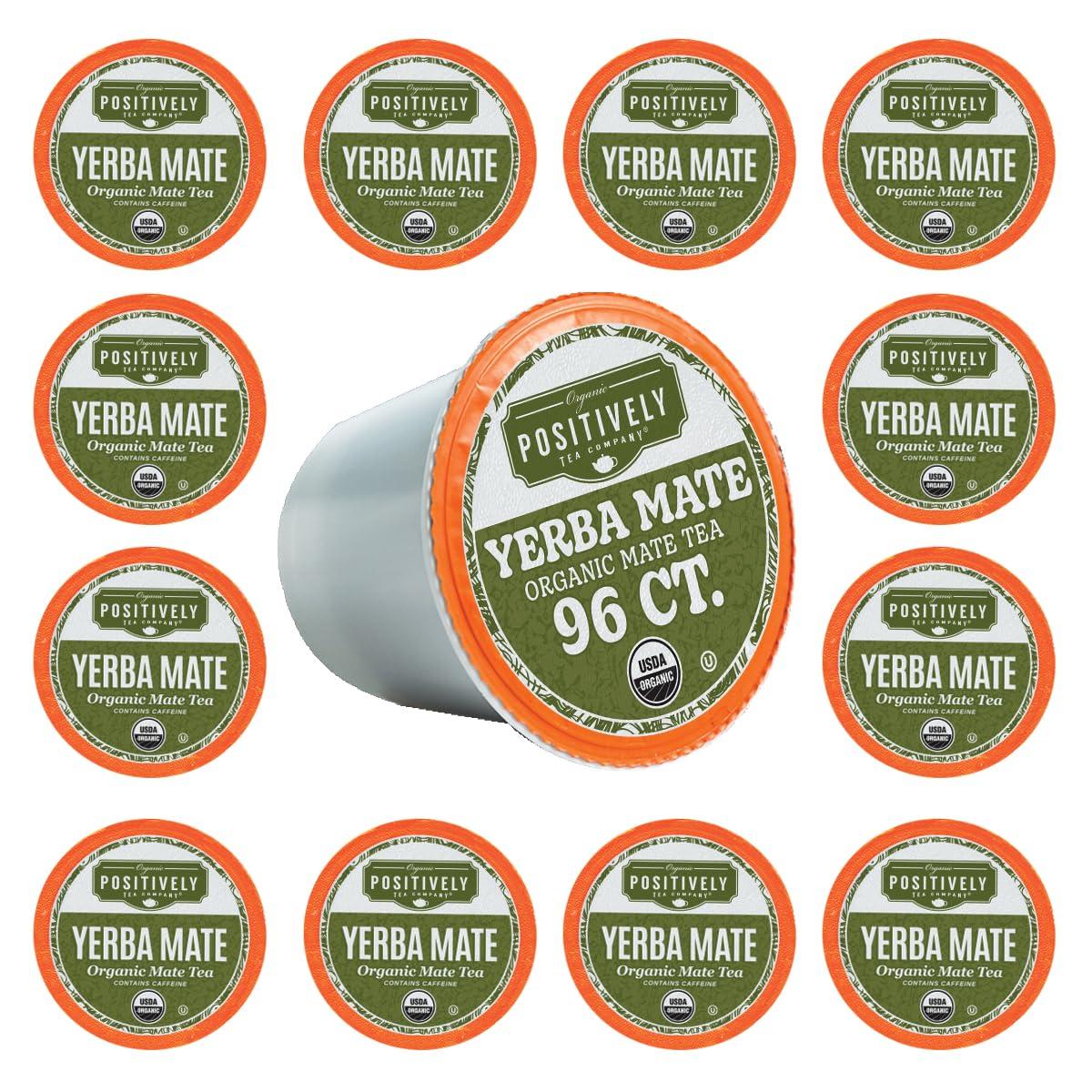 Organic Positively Tea Company Organic Positively Tea Company, Yerba Mate Tea (Unsmoked), K-Cup Compatible, 96 Pods